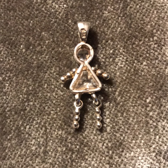 Vintage 925 Silver Girl April Birthstone Pendant - Picture 2 of 3